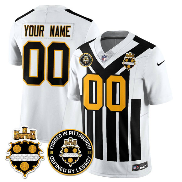 Men's Pittsburgh Steelers Active Player Custom White F.U.S.E. 1933 Throwback Limited Stitched Football Jersey